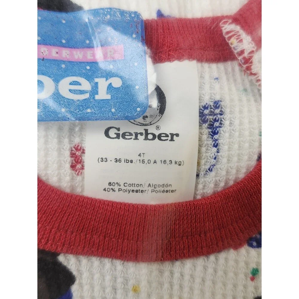 Vintage Gerber Baby Toddler 2-Piece Thermal Pajama Set‎ 4T  Penguin Theme NEW